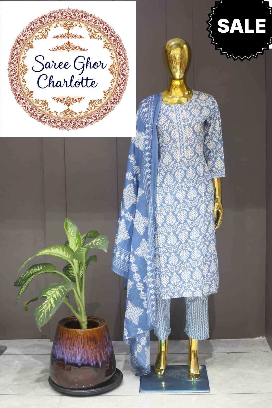 Traditional Digital Print Salwar Kameez, Cultural Wear for Women, Aug02 - Saree Ghor Charlotte