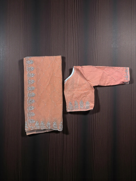 Designer Net Saree with Ready Blouse, Cultural Wear for Women, Aug39 - Saree Ghor Charlotte