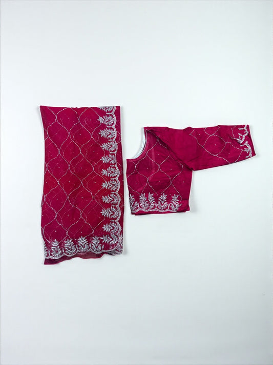 Designer Net Saree with Ready Blouse, Cultural Wear for Women, Aug41 - Saree Ghor Charlotte