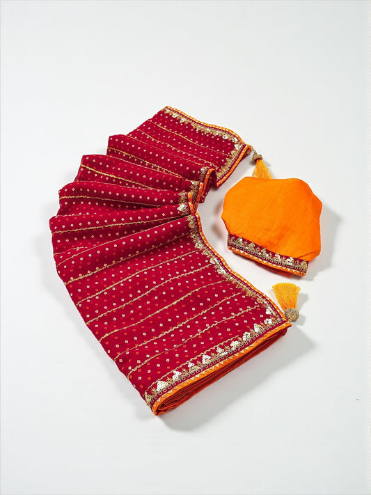 Georgette Blooming Traditional Saree, Cultural Wear for Women