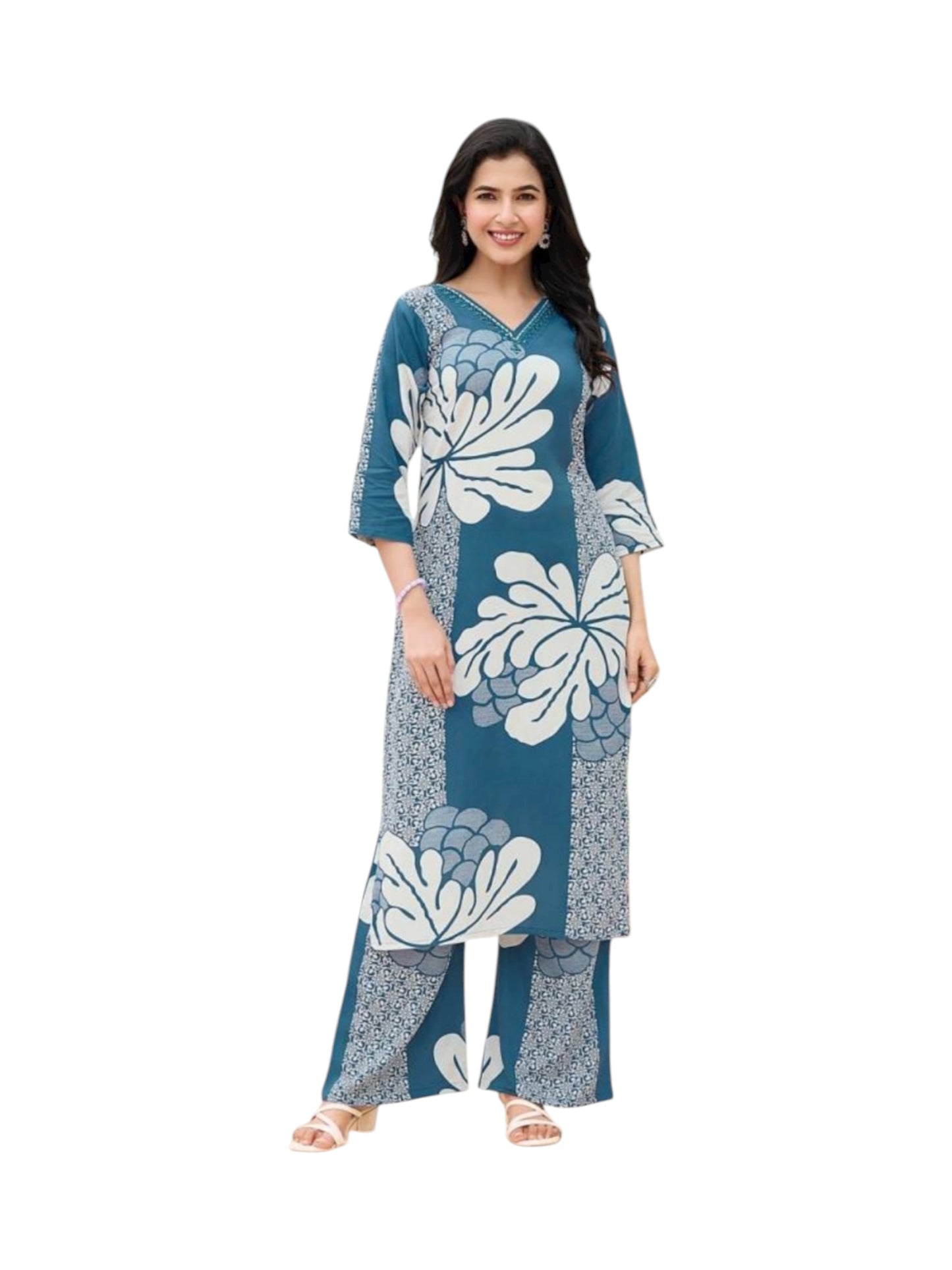 Rayon Printed Traditional Two Piece Kurti Set, Cultural Wear for Women