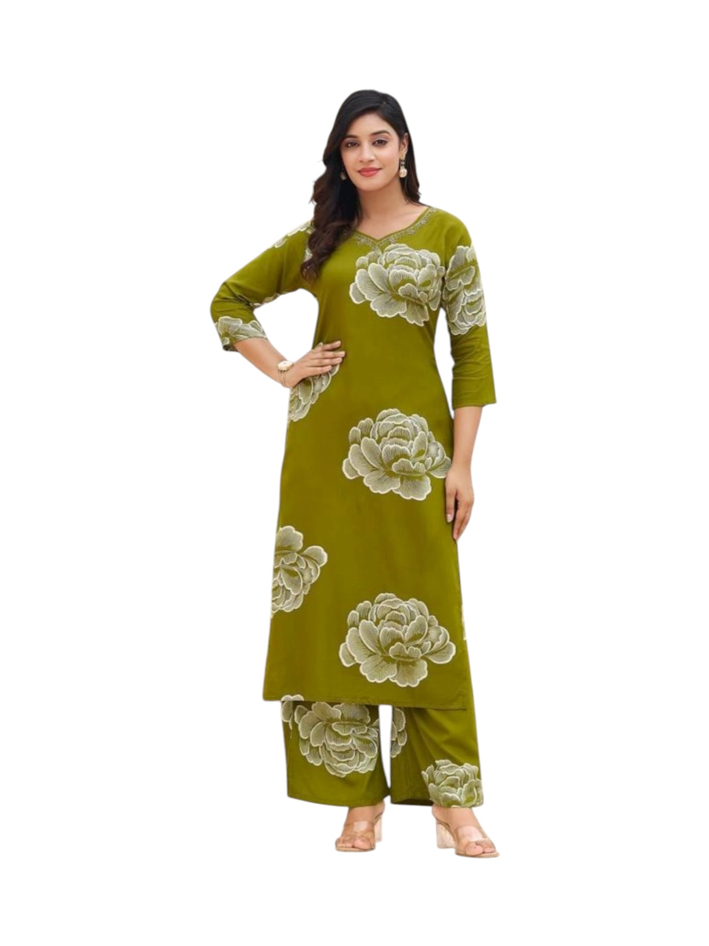 Rayon Printed Traditional Two Piece Kurti Set, Cultural Wear for Women