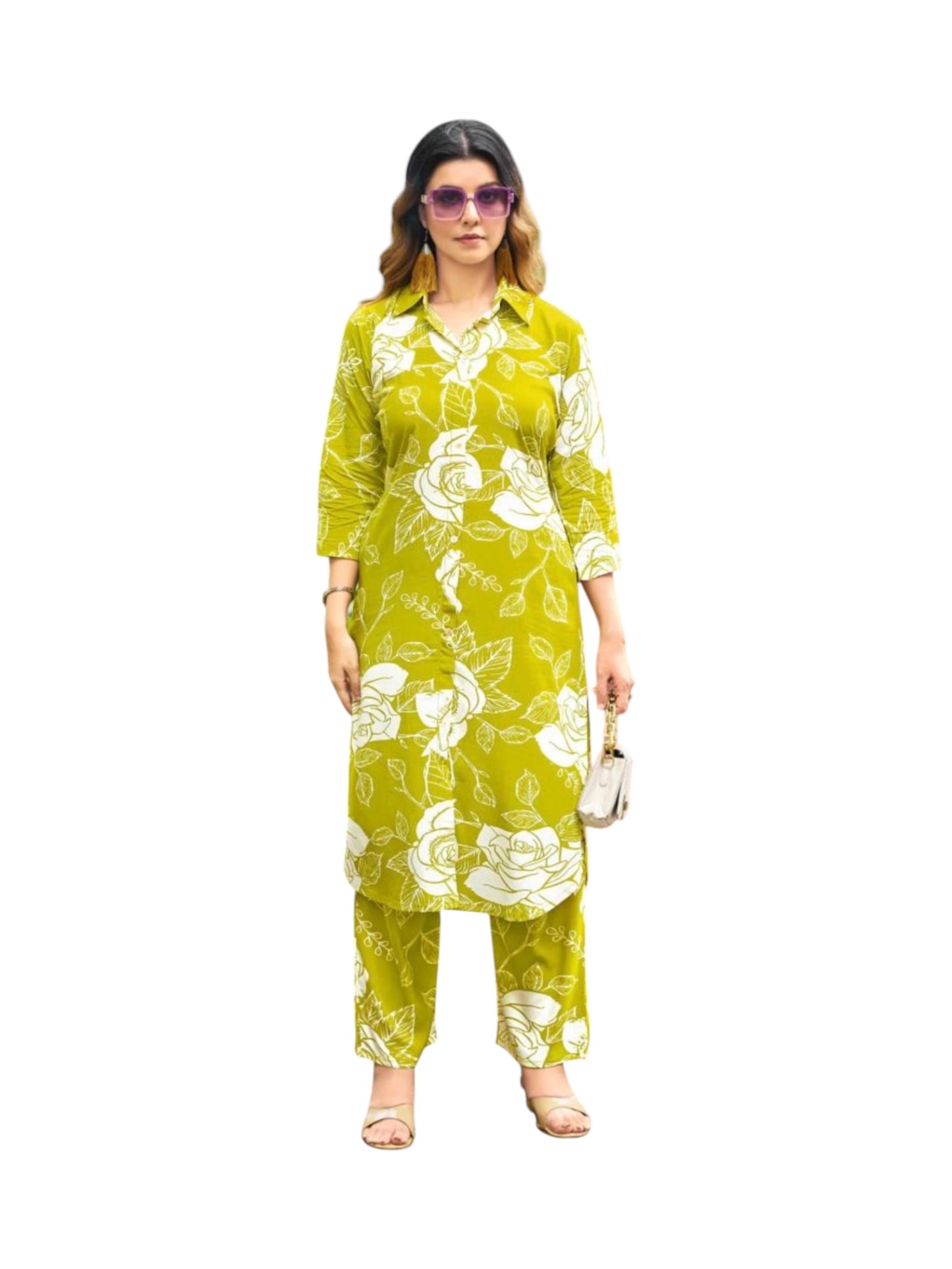 Rayon Print Traditional Two Piece Kurti Set, Cultural Wear for Women