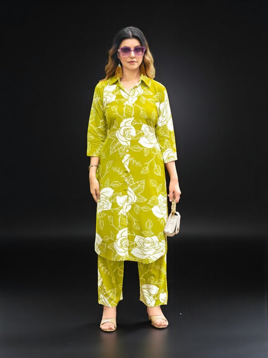 Rayon Print Traditional Two Piece Kurti Set, Cultural Wear for Women