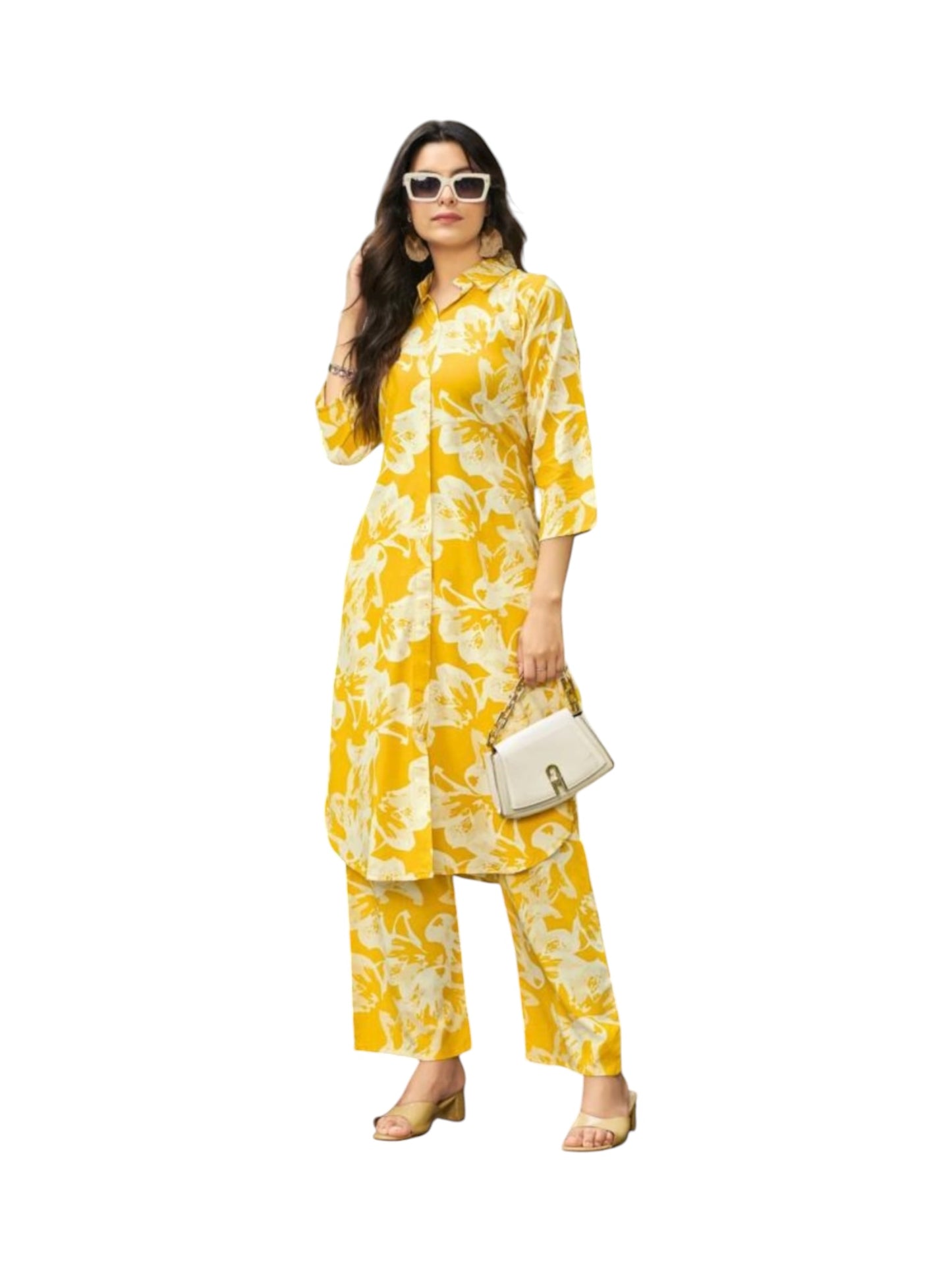 Rayon Print Traditional Two Piece Kurti Set, Cultural Wear for Women