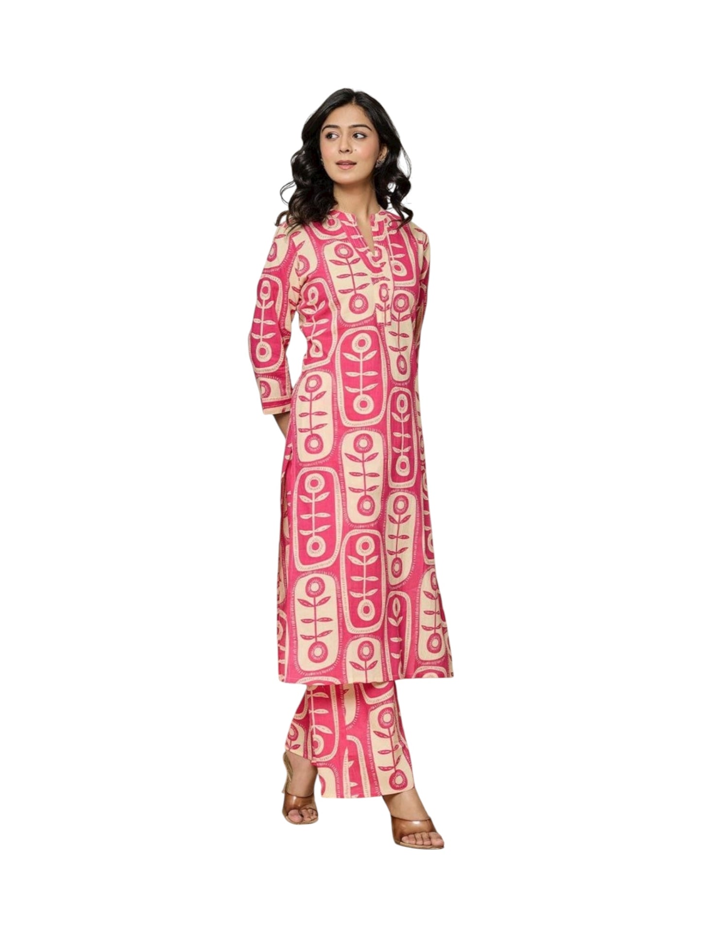 Rayon Print Traditional Two Piece Kurti Set, Cultural Wear for Women