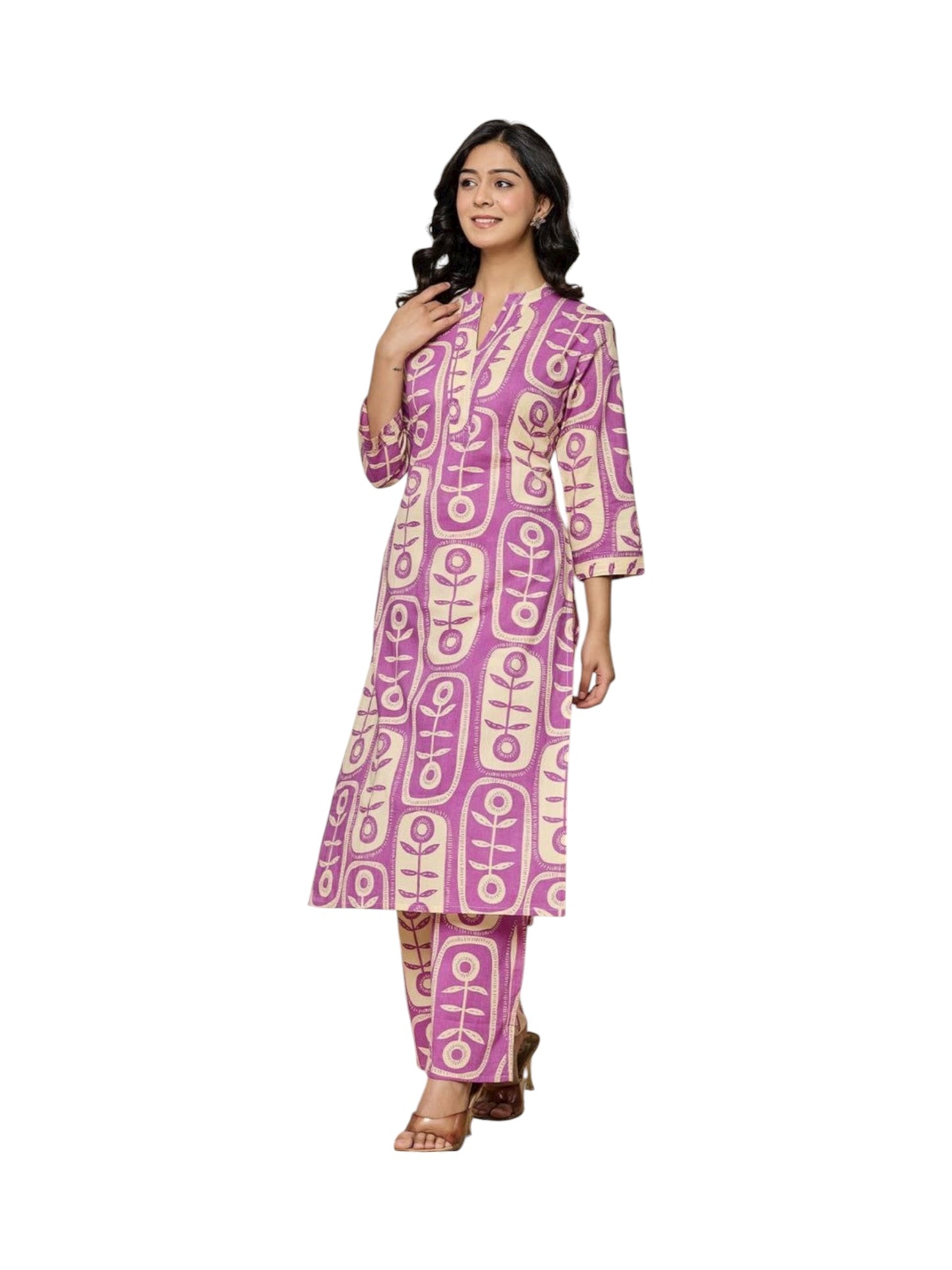 Rayon Print Traditional Two Piece Kurti Set, Cultural Wear for Women