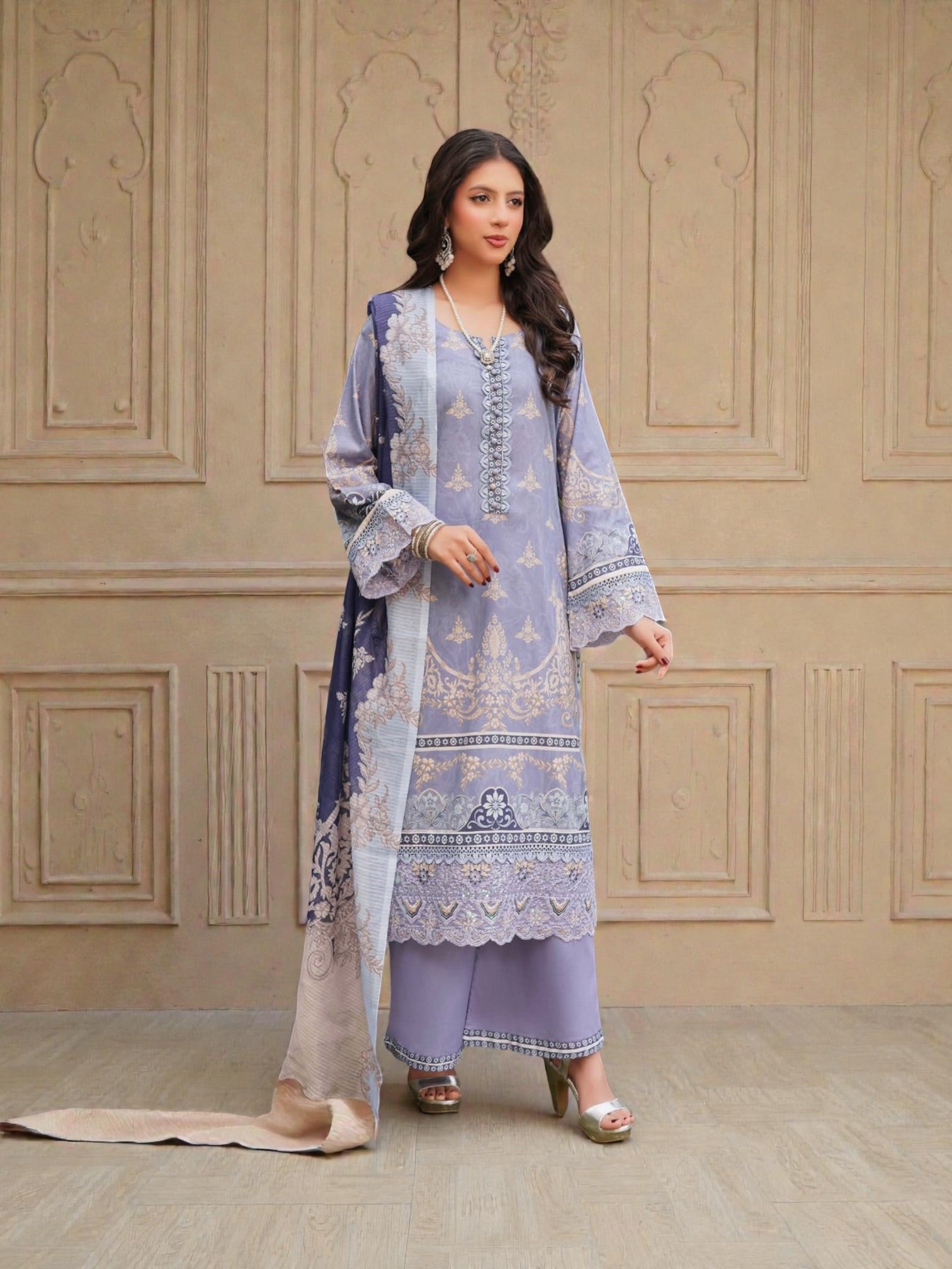 typical pakistani dress Traditional Cotton Salwar Kameez, Cultural Wear for Women 40 Web Collection: Birthday Color:PEARL ROSE Adrianna Papell Women's Plus this outfit is crafted