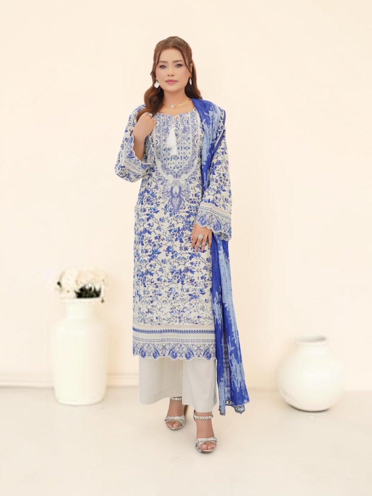 Pakistani Cotton Salwar Kameez, Cultural Wear for Women 50
