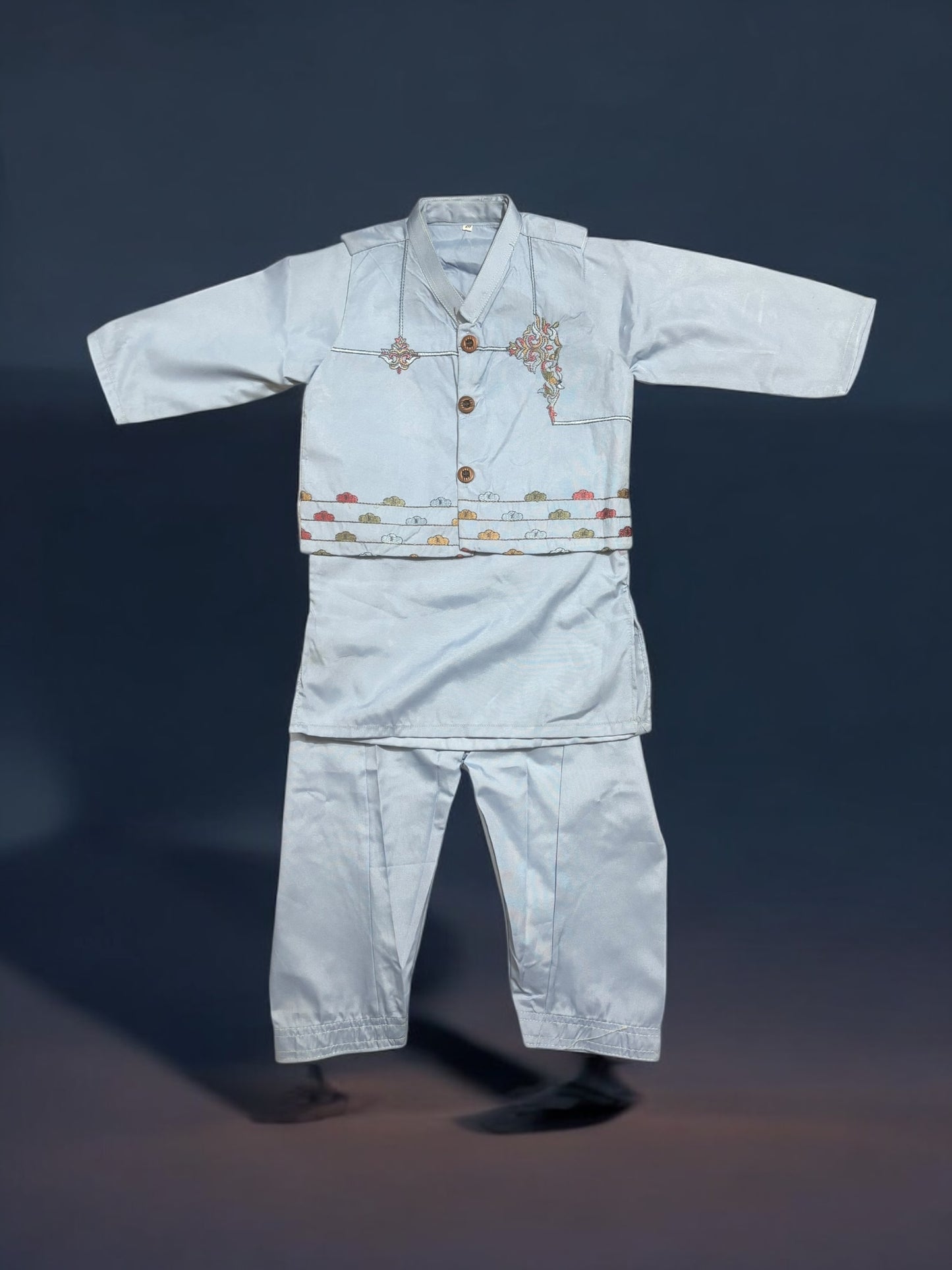Traditional Kurta, Pajama and Coat Set for Boys - Ethnic Wear- 302