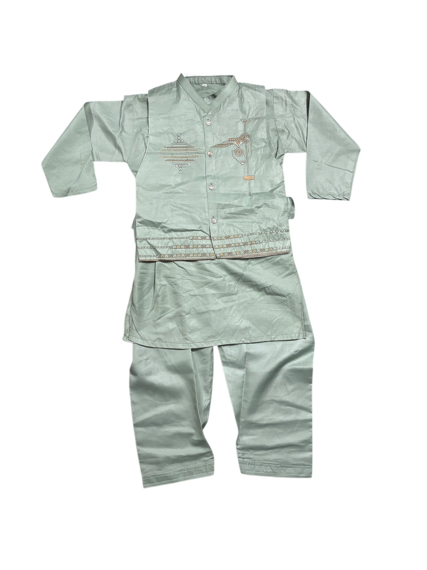 Traditional Kurta, Pajama and Coat Set for Boys - Ethnic Wear- 308