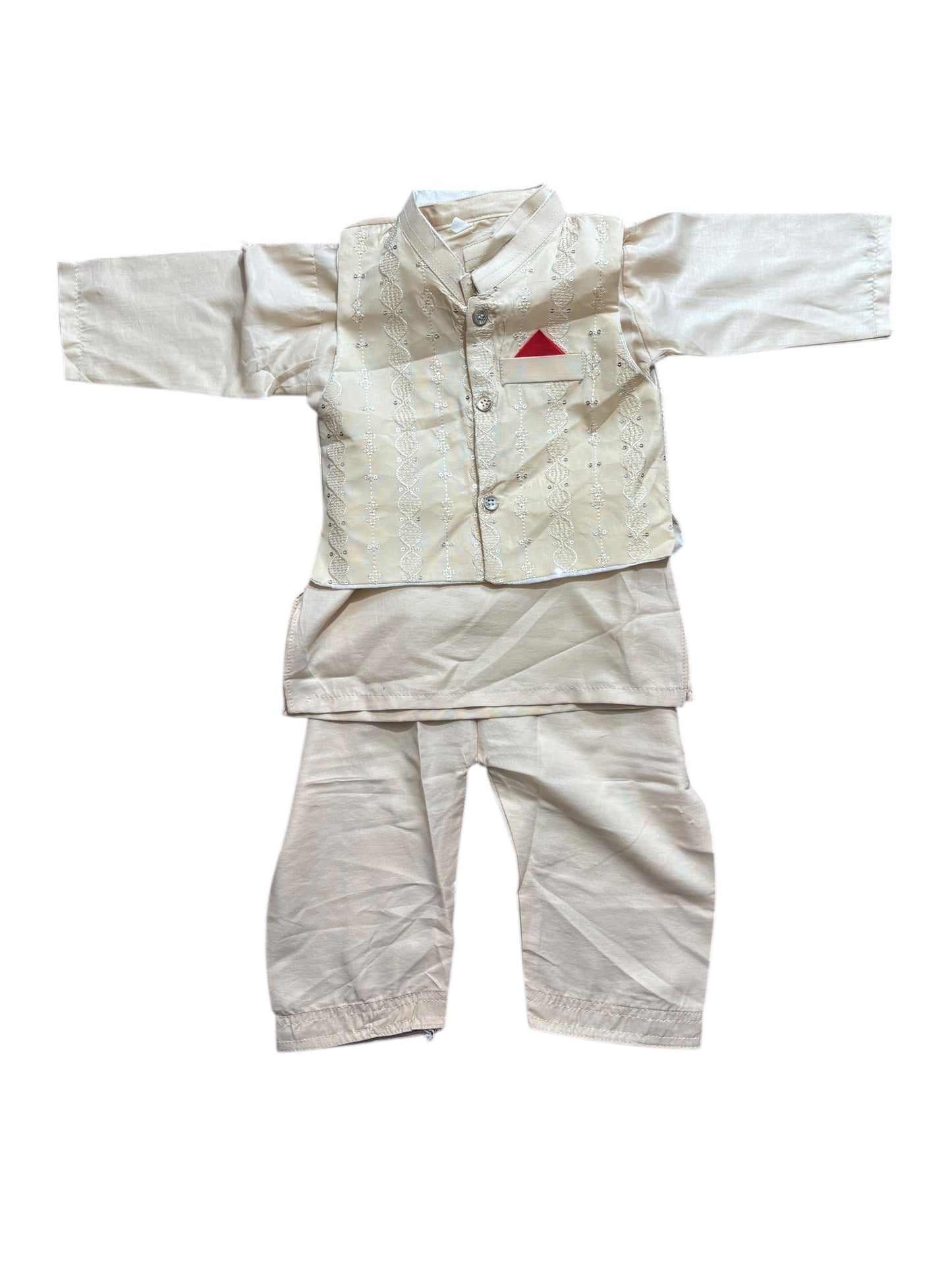 Traditional Kurta, Pajama and Coat Set for Boys - Ethnic Wear- 317