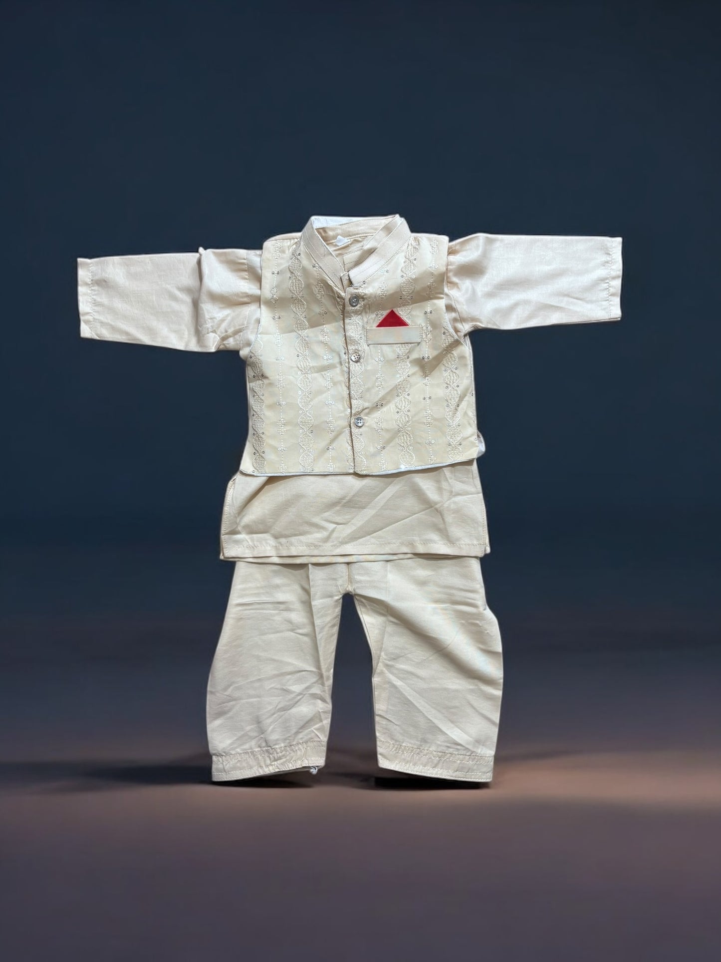 Traditional Kurta, Pajama and Coat Set for Boys - Ethnic Wear- 317
