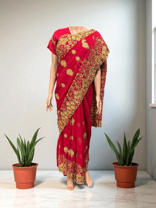 Traditional Designer Saree with Ready Blouse, Elegant Indian Cultural Wear, 014 - Saree Ghor Charlotte