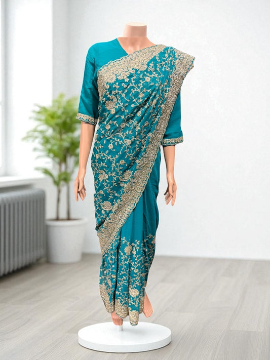 Traditional Designer Saree with Ready Blouse, Elegant Indian Cultural Wear, 020 - Saree Ghor Charlotte