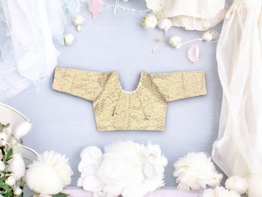 Golden Traditional Ready Made Blouse for Saree, Cultural Wear for Women, 089 - Saree Ghor Charlotte