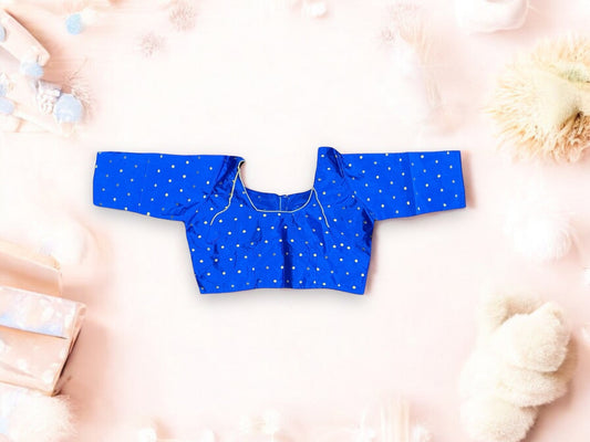 Blue Traditional Ready Made Blouse for Saree, Cultural Wear for Women, 027 - Saree Ghor Charlotte