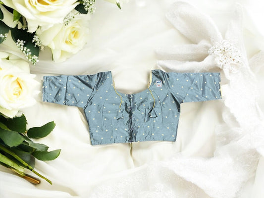 Gray Traditional Ready Made Blouse for Saree, Cultural Wear for Women, 014 - Saree Ghor Charlotte