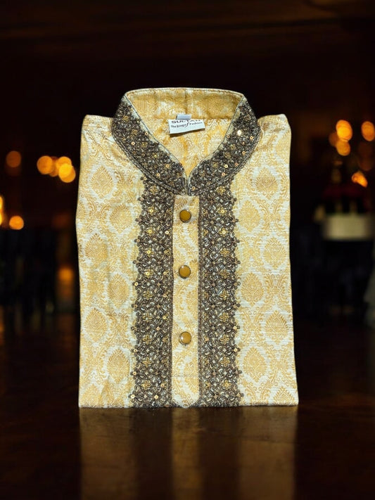 Traditional Boys Embroidery Work Cotton Kurta, 06 - Saree Ghor Charlotte