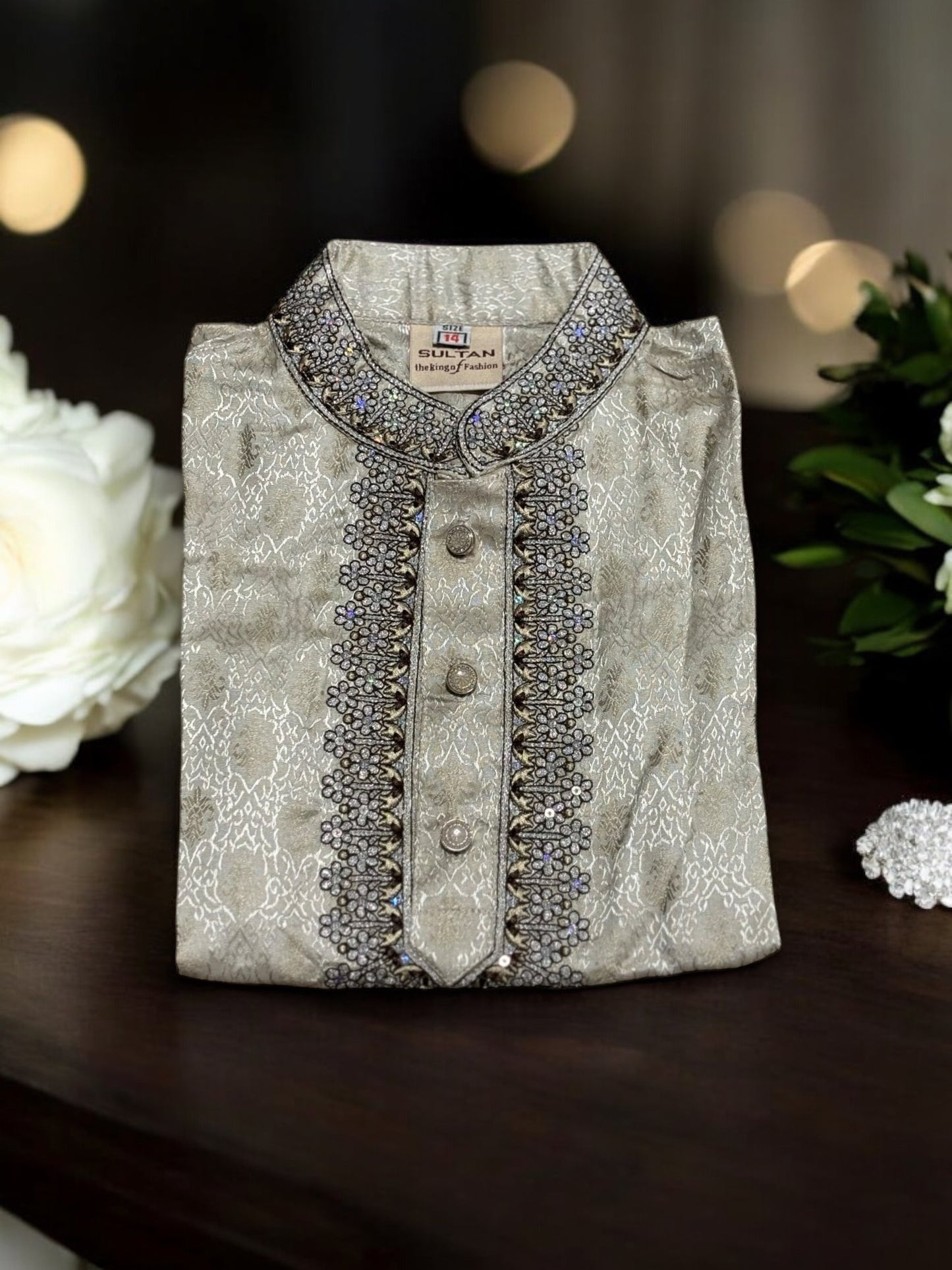 Traditional, Boys Embroidery Work Cotton Kurta - Saree Ghor Charlotte