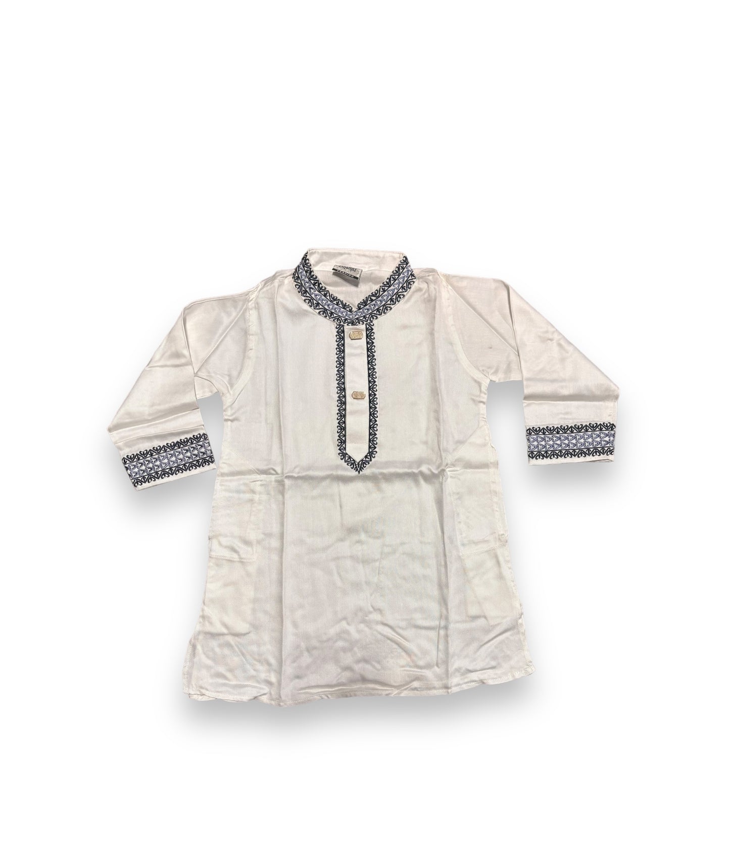 Traditional Boys White Soft Cotton Kurta-02 - Saree Ghor Charlotte