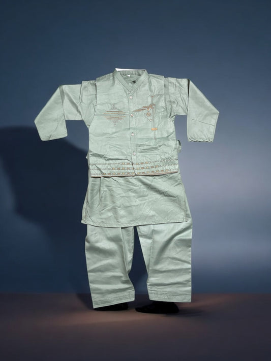 Traditional Kurta, Pajama and Coat Set for Boys, Cultural Wear, 308 - Saree Ghor Charlotte