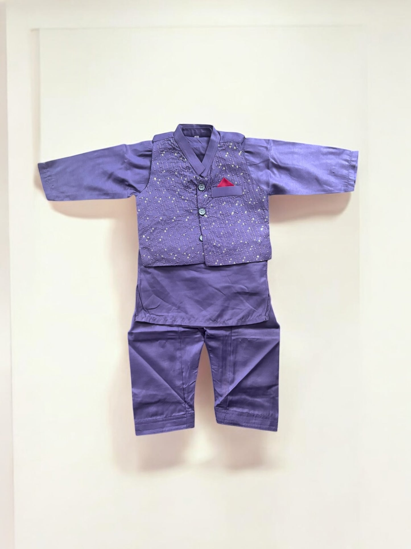 Traditional Kurta, Pajama and Coat Set for Boys - Ethnic Wear- 312 - Saree Ghor Charlotte