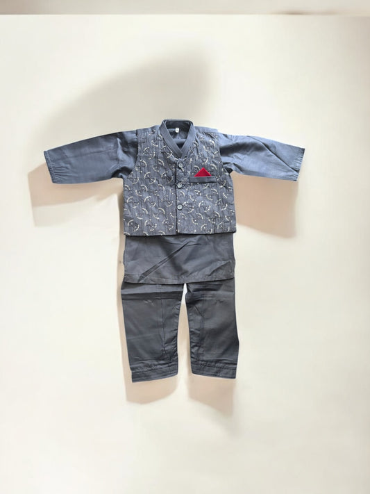 Traditional Kurta, Pajama and Coat Set for Boys, Cultural Wear, 314 - Saree Ghor Charlotte