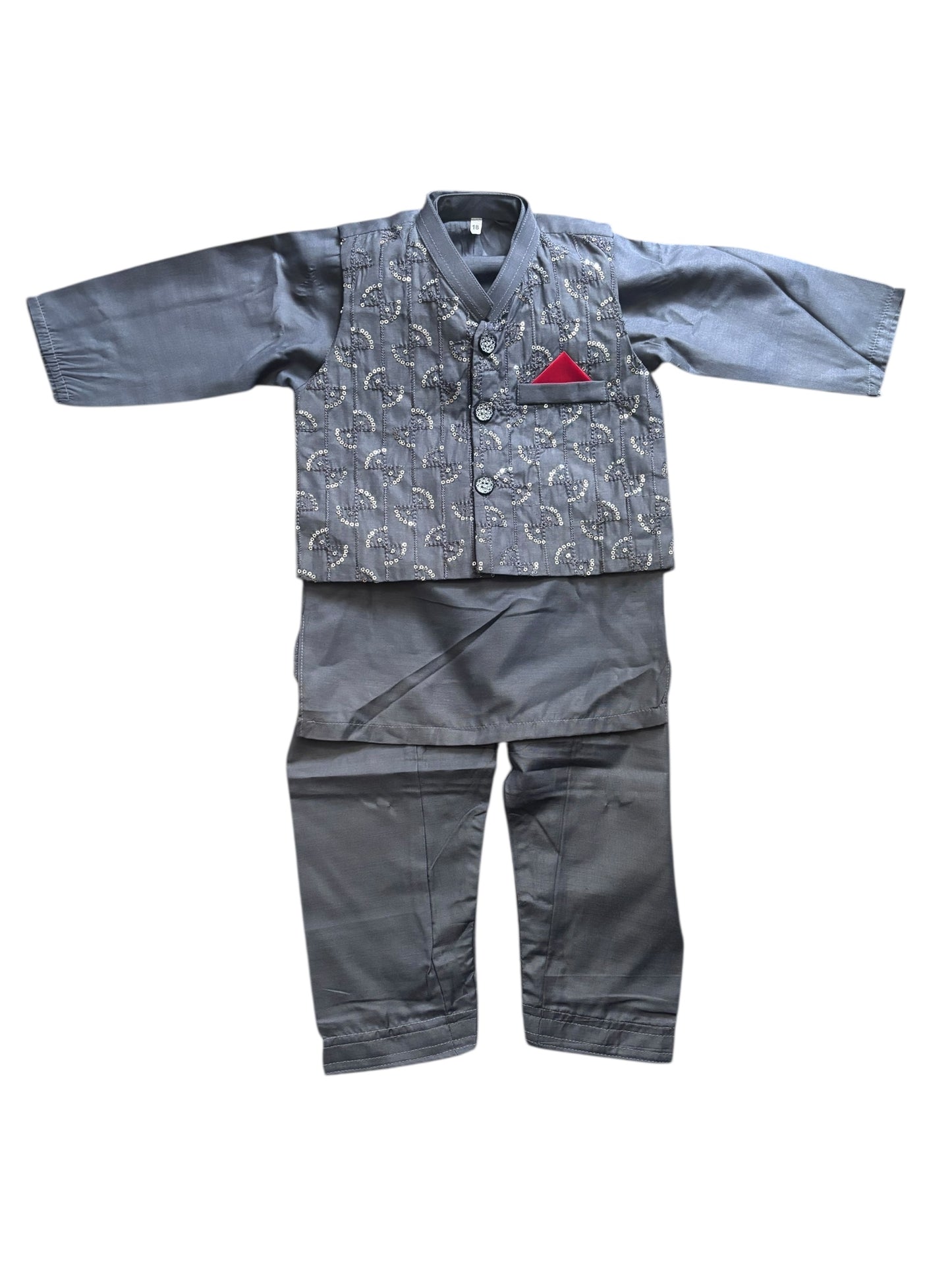 Traditional Kurta, Pajama and Coat Set for Boys - Ethnic Wear- 314 - Saree Ghor Charlotte