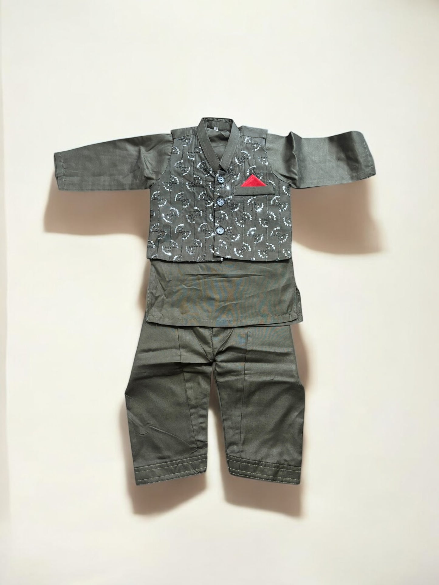 Traditional Kurta, Pajama and Coat Set for Boys - Ethnic Wear- 315 - Saree Ghor Charlotte