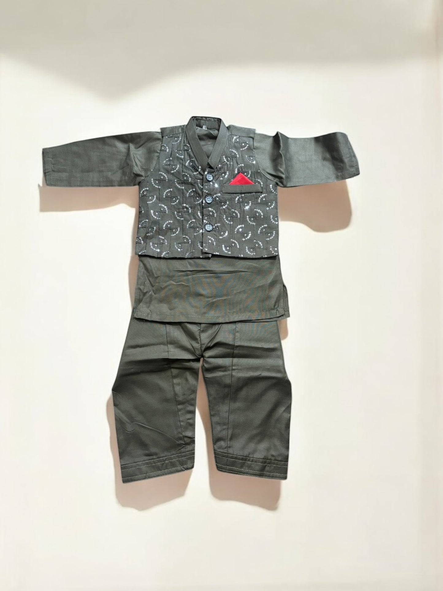 Traditional Kurta, Pajama and Coat Set for Boys - Ethnic Wear- 315 - Saree Ghor Charlotte