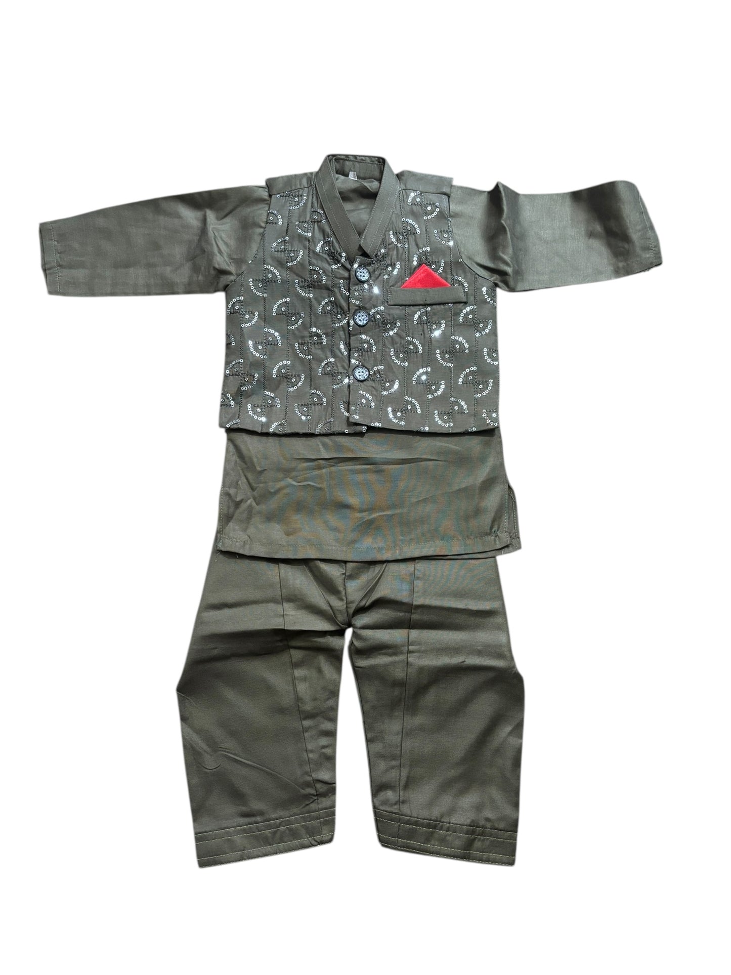 Traditional Kurta, Pajama and Coat Set for Boys - Ethnic Wear- 315 - Saree Ghor Charlotte