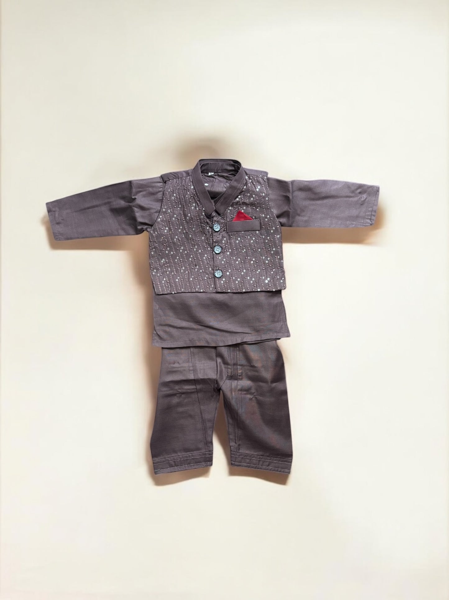 Traditional Kurta, Pajama and Coat Set for Boys - Ethnic Wear- 316 - Saree Ghor Charlotte