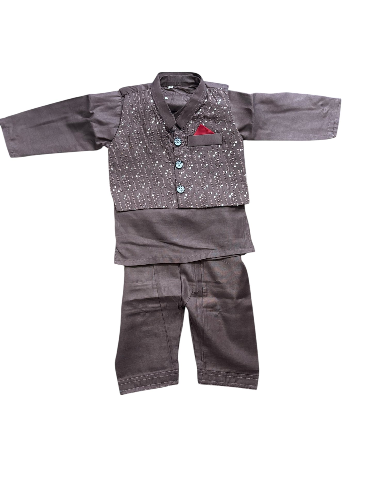 Traditional Kurta, Pajama and Coat Set for Boys - Ethnic Wear- 316 - Saree Ghor Charlotte