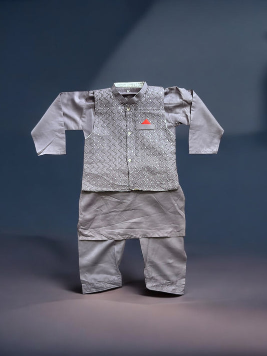 Traditional Kurta, Pajama and Coat Set for Boys, Cultural Wear, 321 - Saree Ghor Charlotte