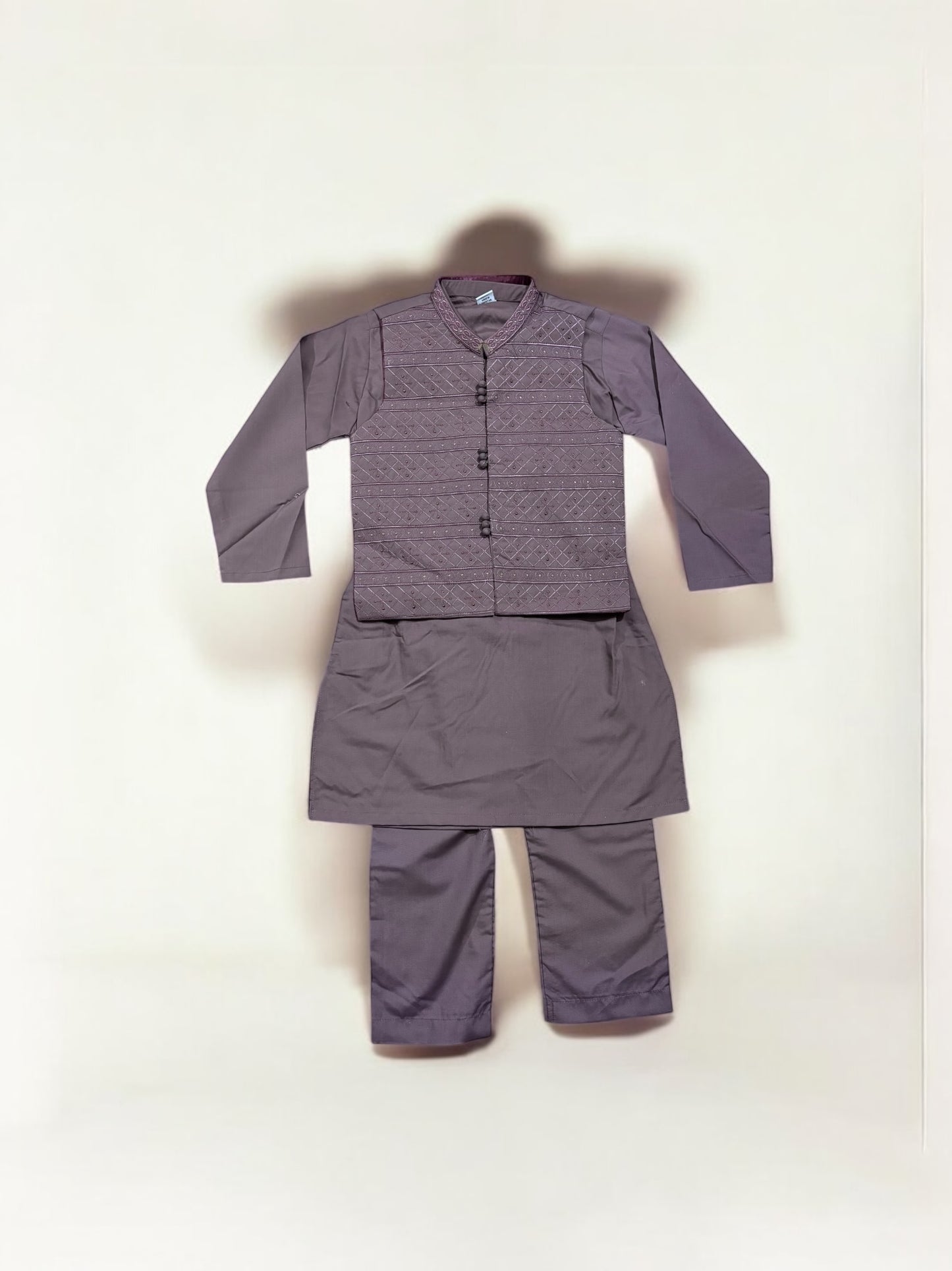 Traditional Soft Cotton Kurta, Pajama and Coat Set for Boys - Ethnic Wear- 212 - Saree Ghor Charlotte