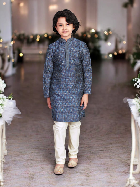 Poly Digital Print Traditional Kurta Pajama Set for Boys, Cultural Wear - Saree Ghor Charlotte