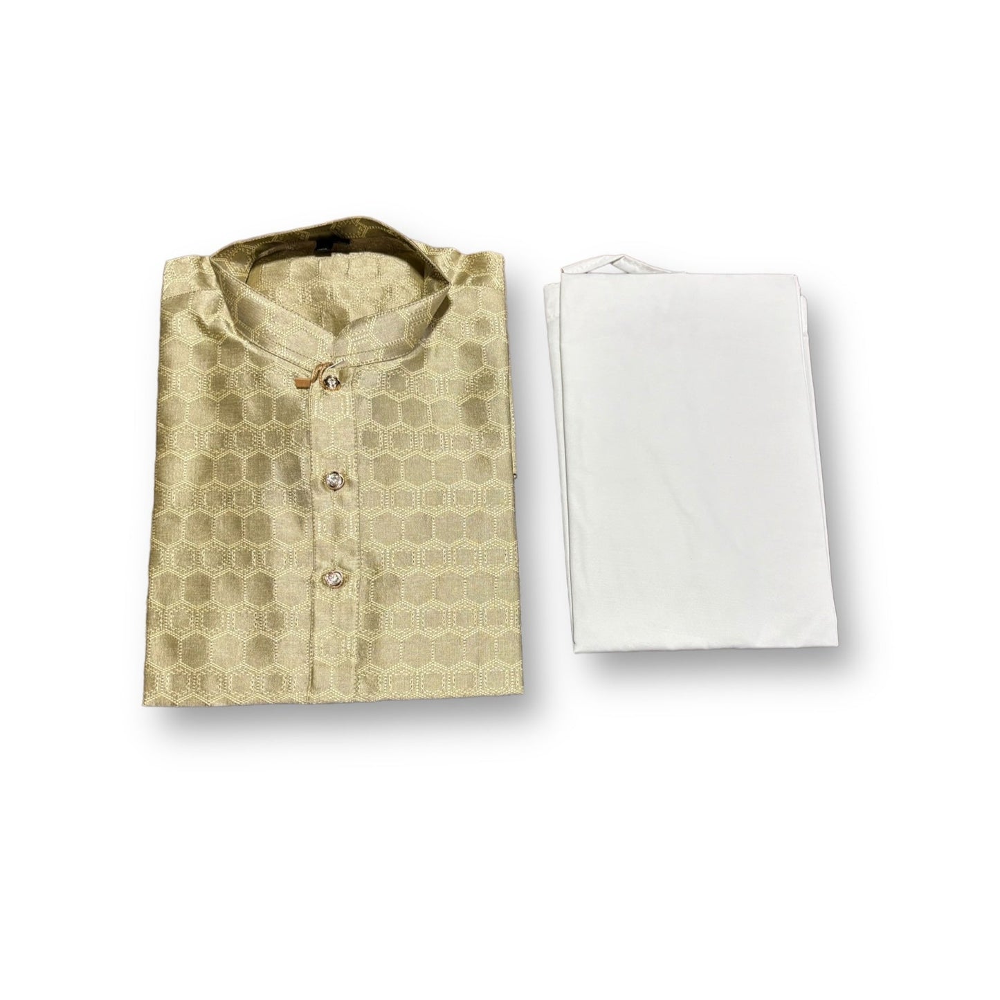 Traditional Boys Cloudy Gray Silk Kurta Pajama - 6375 - Saree Ghor Charlotte