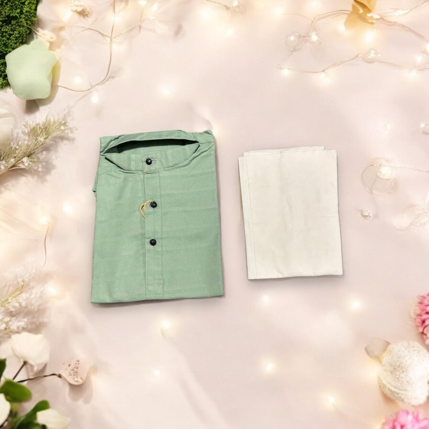 Traditional Boys Green Cotton Kurta Pajama - 1009 - Saree Ghor Charlotte