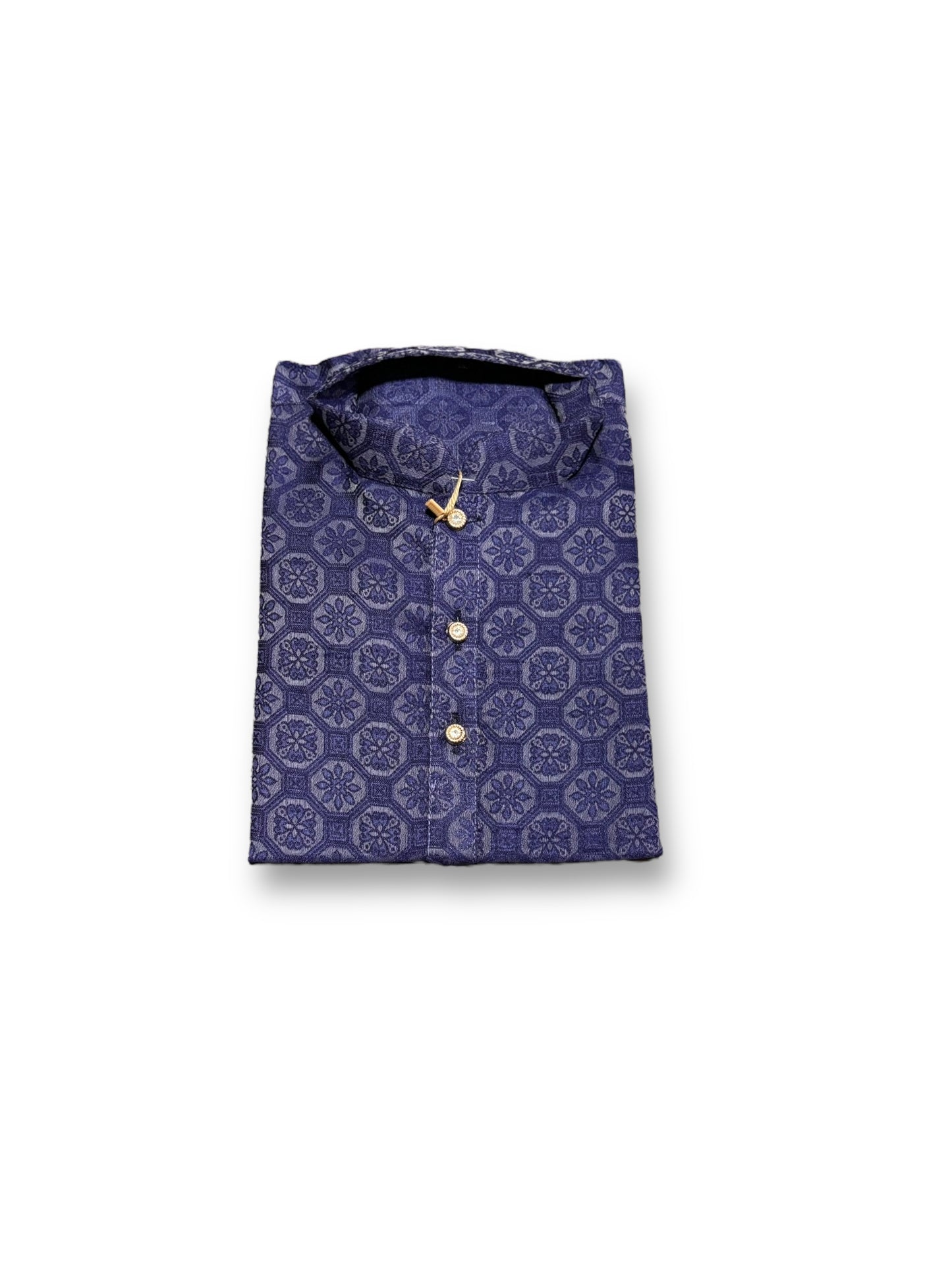 Traditional Boys Navy Blue Printed Kurta Pajama - 6441 - Saree Ghor Charlotte