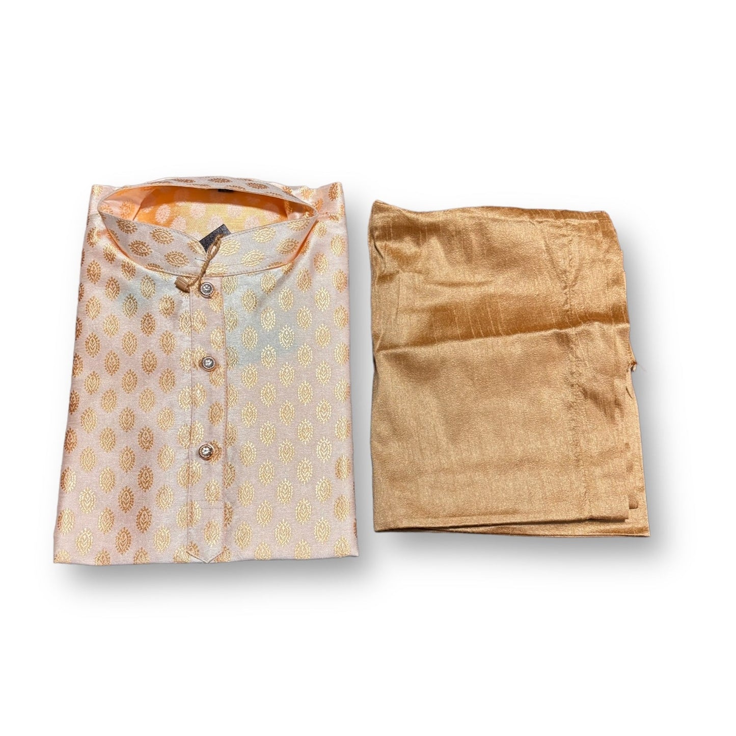 Traditional Boys Off White Silk Kurta Pajama - 6326 - Saree Ghor Charlotte