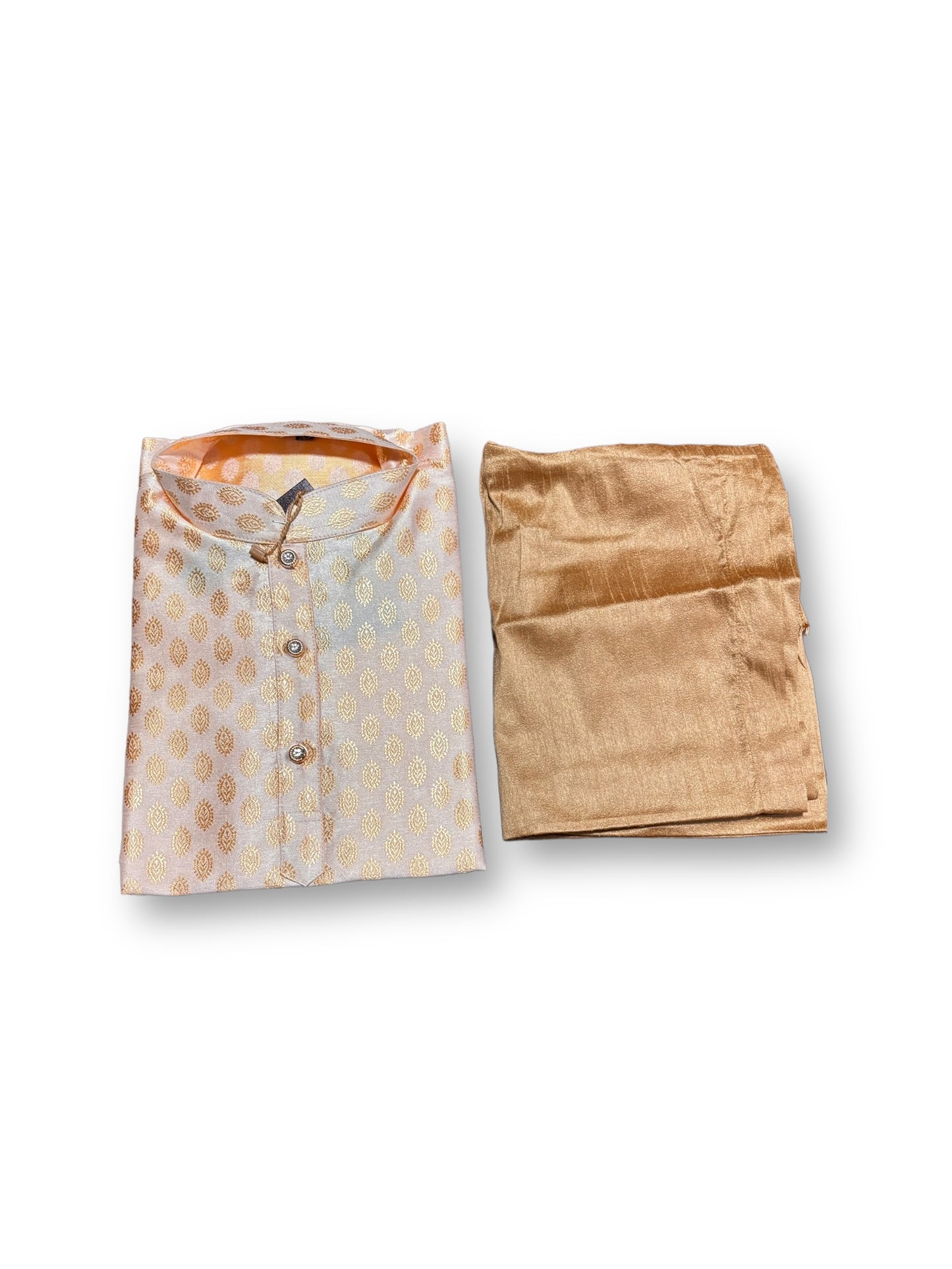 Traditional Boys Off White Silk Kurta Pajama - 6326 - Saree Ghor Charlotte