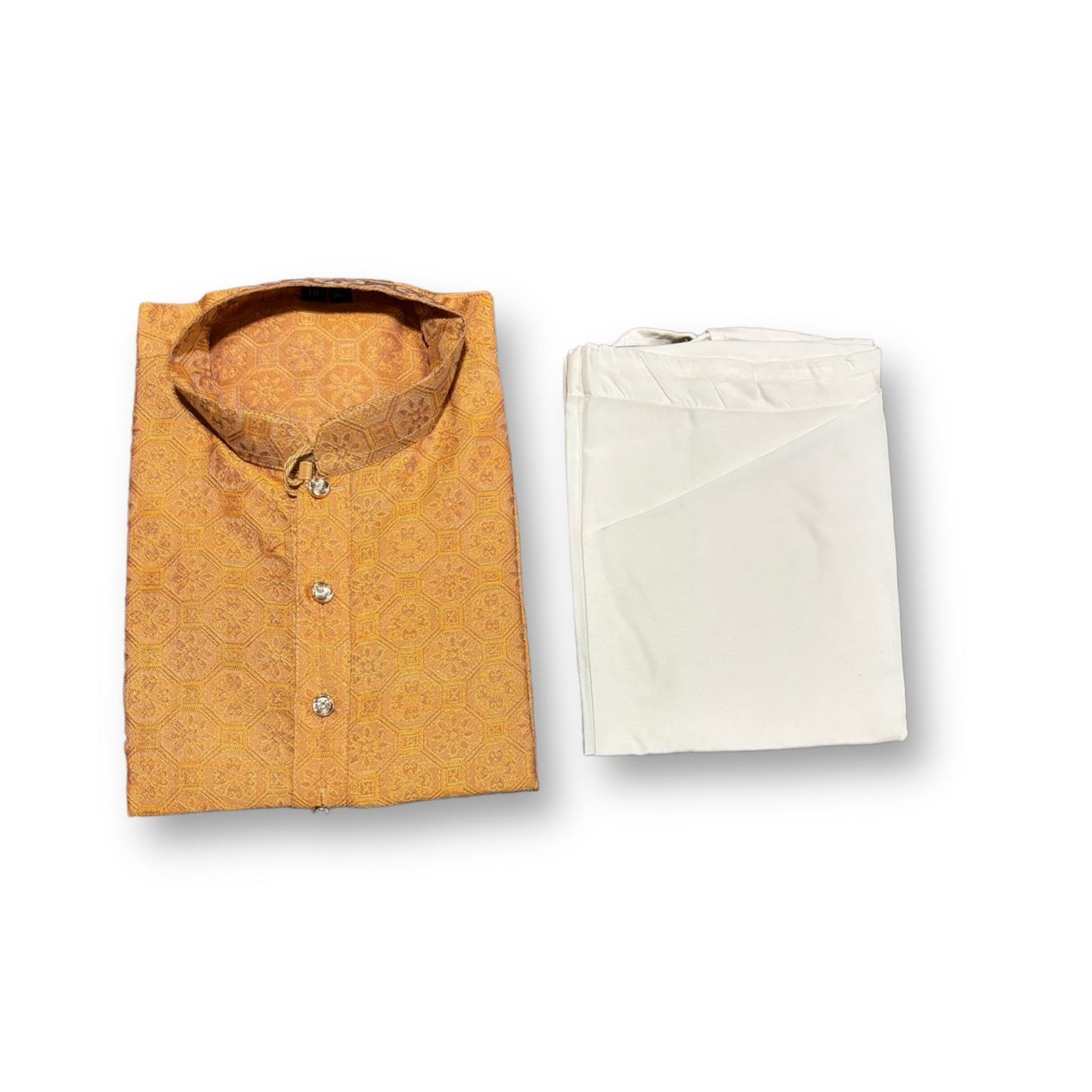 Traditional Boys Peach Kurta Pajama Set - 6411 - Saree Ghor Charlotte