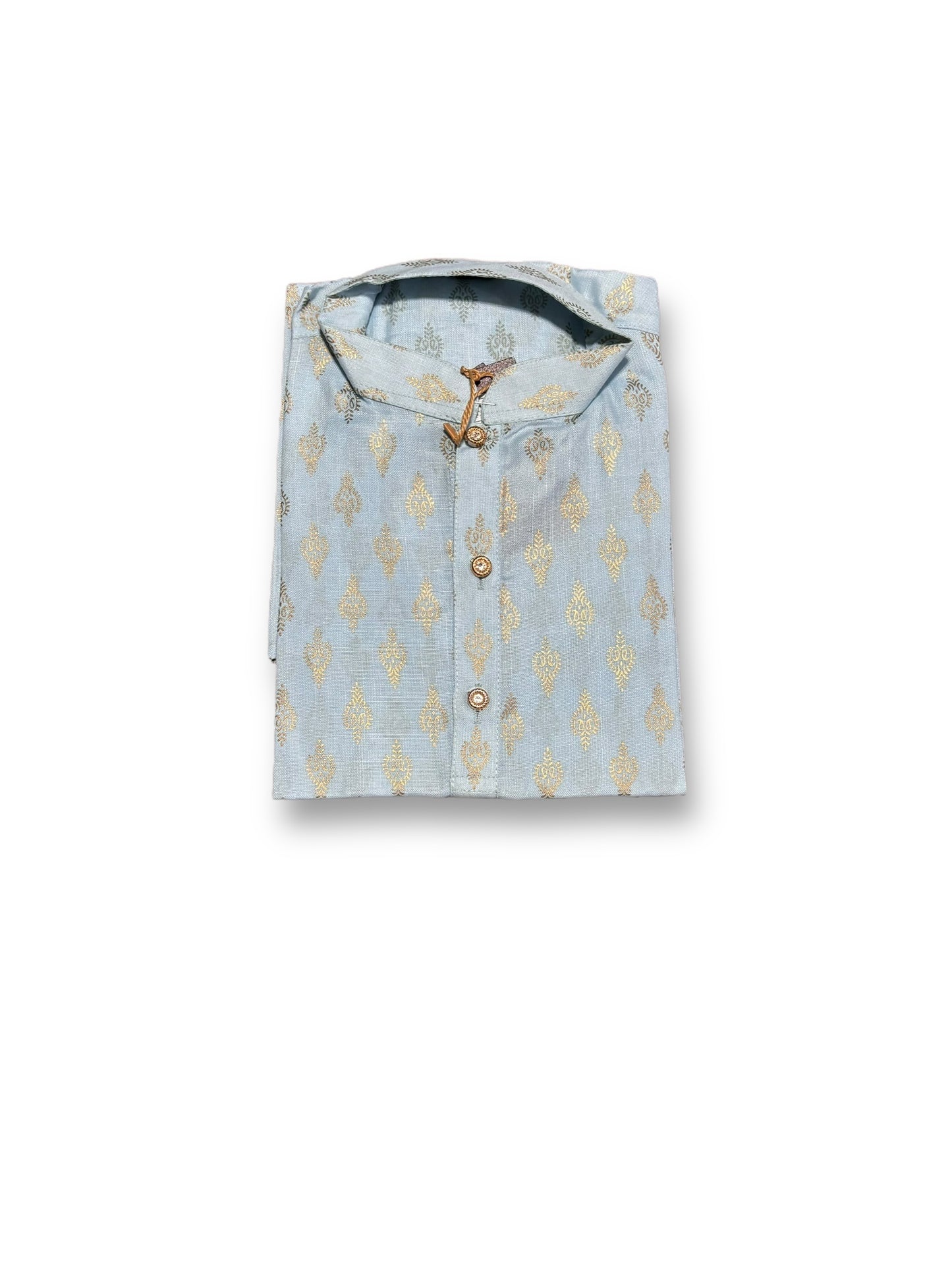 Traditional Boys Sky Blue Printed Kurta Pajama - 6428 - Saree Ghor Charlotte