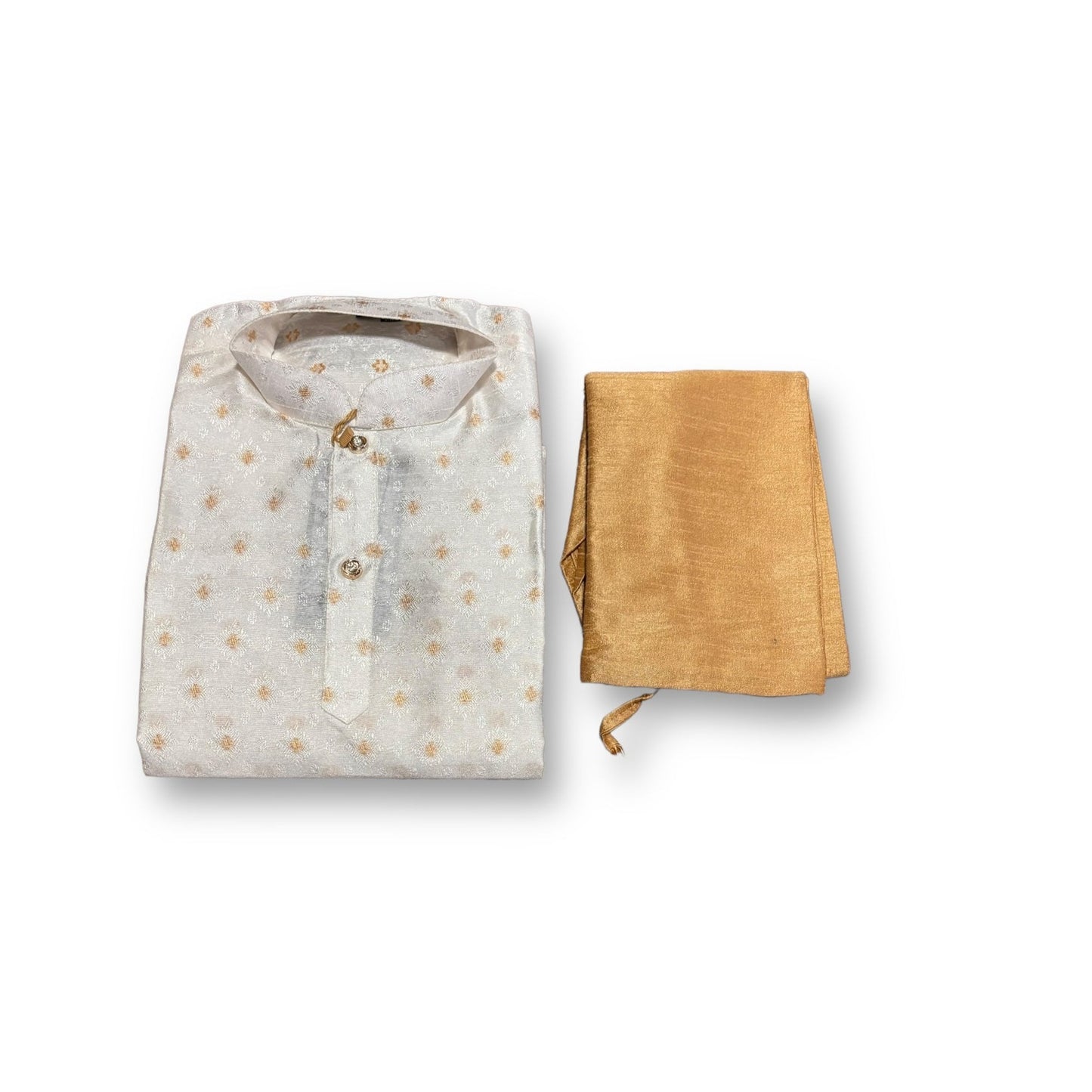 Traditional Boys White Silk Kurta Pajama - 6395 - Saree Ghor Charlotte