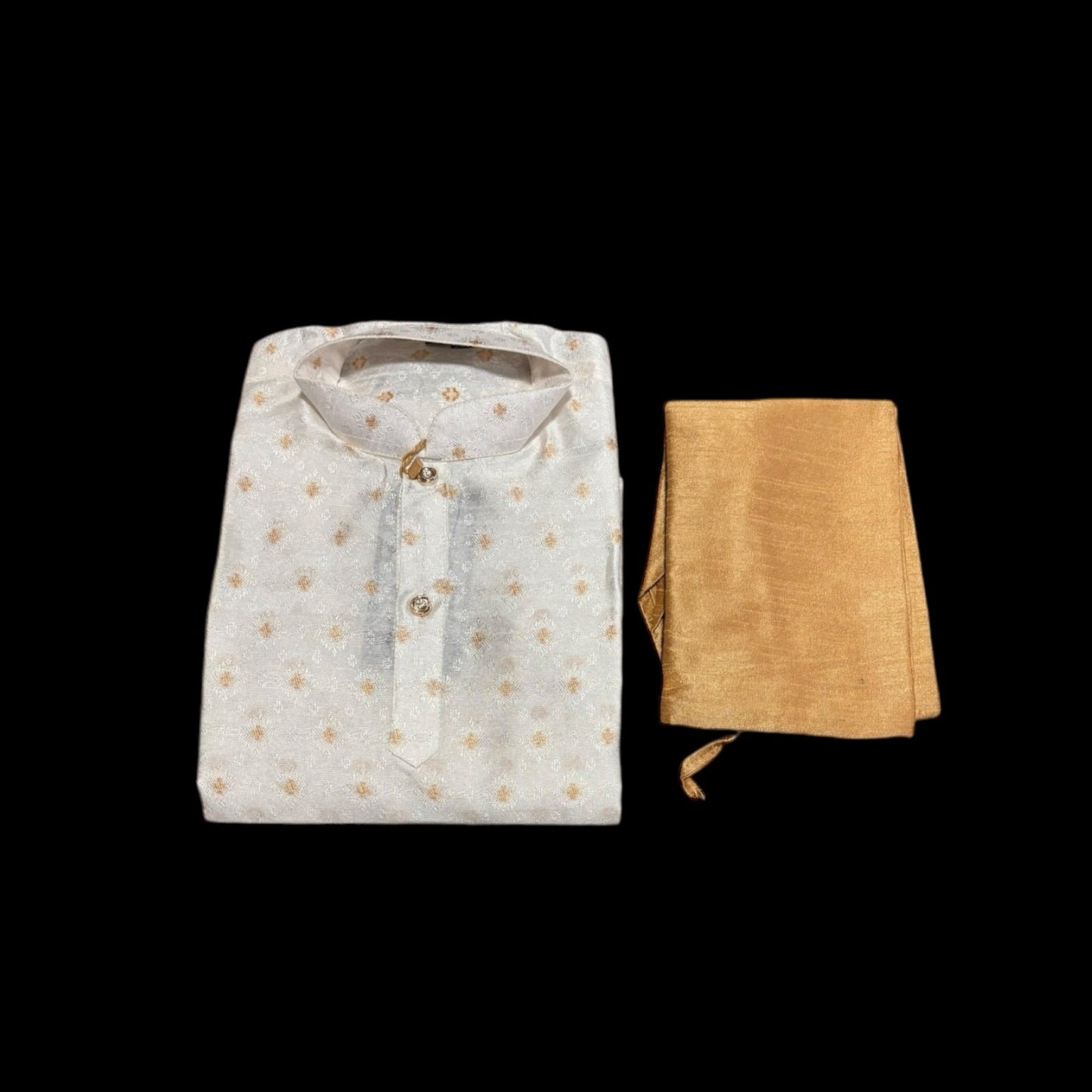 Traditional Boys White Silk Kurta Pajama - 6395 - Saree Ghor Charlotte