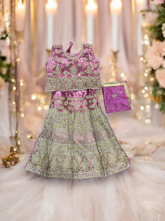 Traditional Girls Lehenga Choli Set, Cultural Wear for Kids,013 - Saree Ghor Charlotte