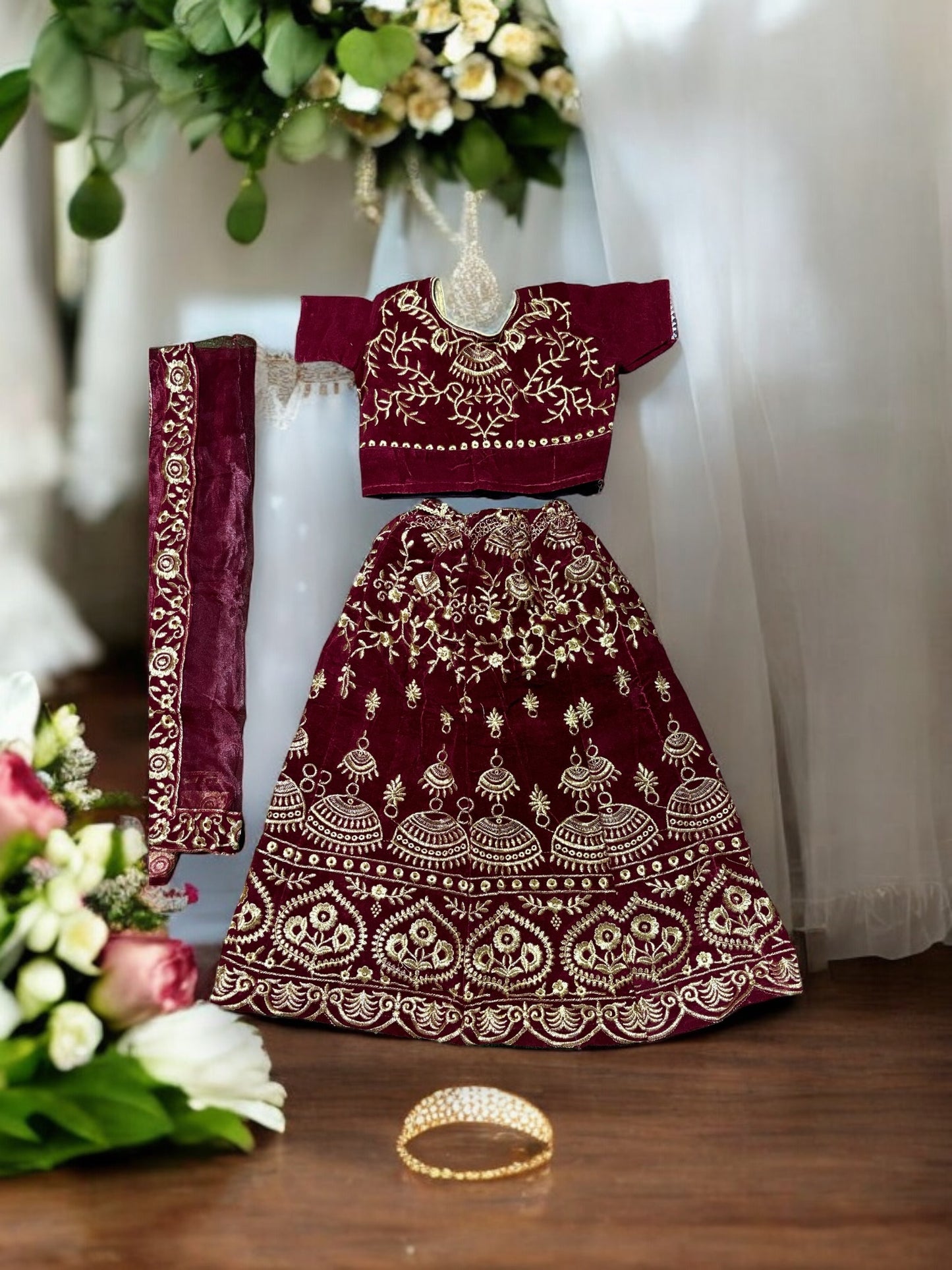 Traditional Girls Lehenga Choli Set – Ethnic Wear for Kids-033 - Saree Ghor Charlotte