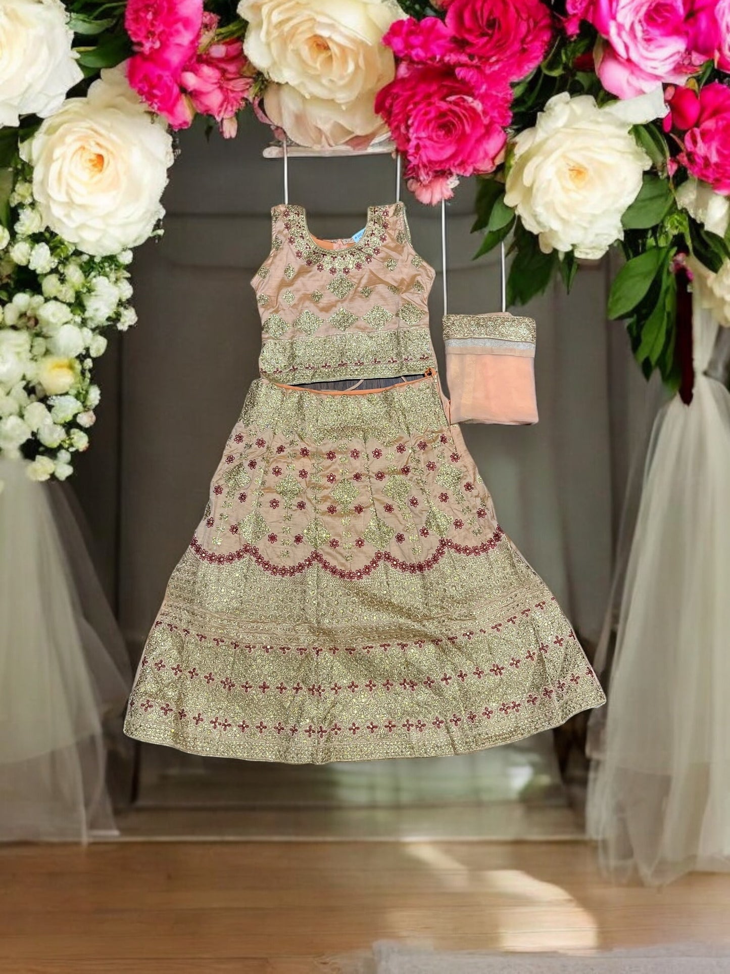 Traditional Girls Lehenga Choli Set – Ethnic Wear for Kids-018 - Saree Ghor Charlotte