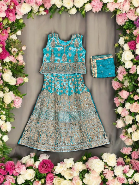 Traditional Girls Lehenga Choli Set, Cultural Wear for Kids,05 - Saree Ghor Charlotte